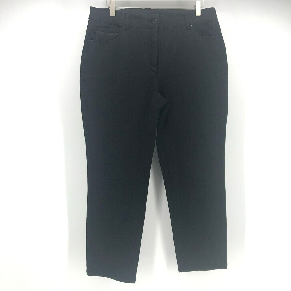 Chicos So Slimming Ankle Pant Womens Medium Black Jean Elastic Comfort Stretch
